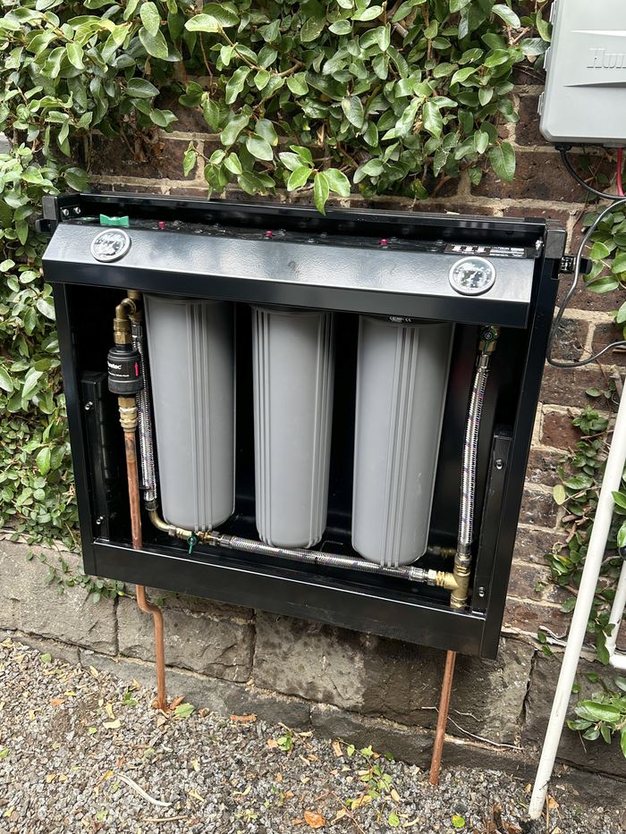 FilterWall with cover off showing three filter cartridges